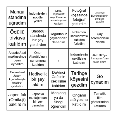 Japonya Günleri 2023 Kış Bingo Card