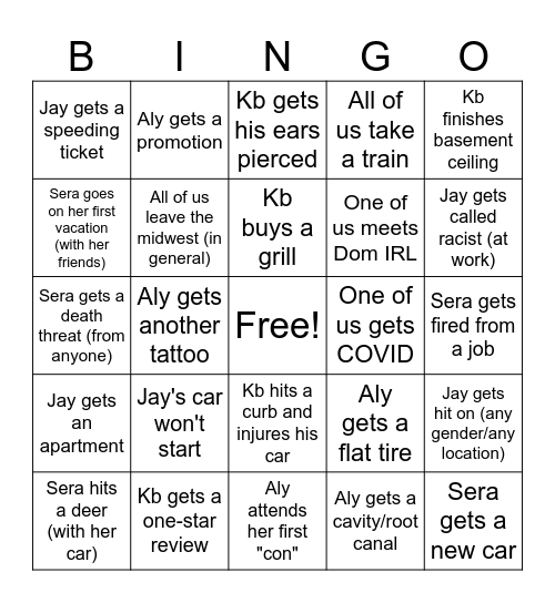 GAMERTIME 2024 Bingo Card