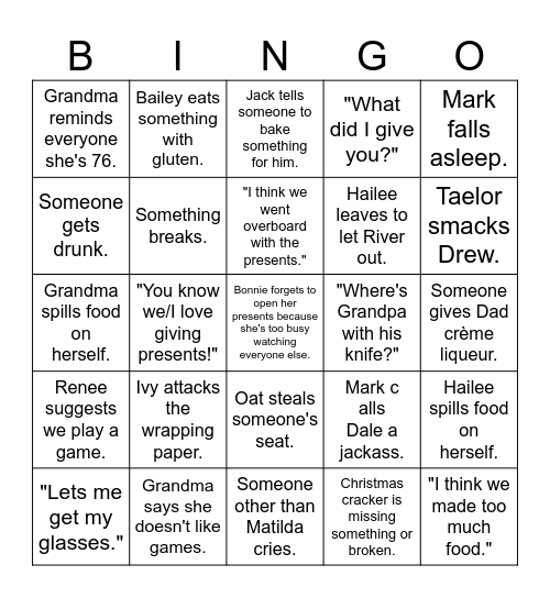 Christmas 2023 Bingo Card