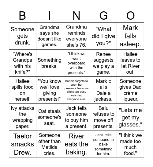 Christmas 2023 Bingo Card