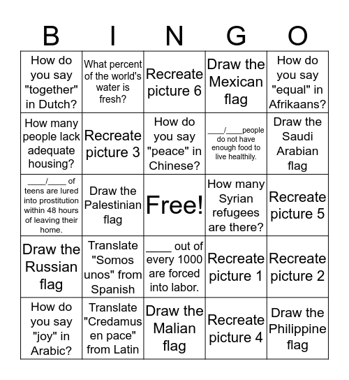 Globally Solid Bingo Card