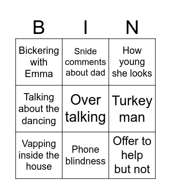 Alison Bingo Card