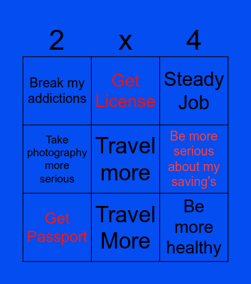 My Goals Bingo Card