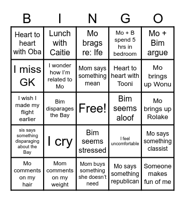 Chicago 2023 Bingo Card