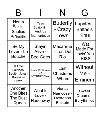 Christmas Music Bingo Card