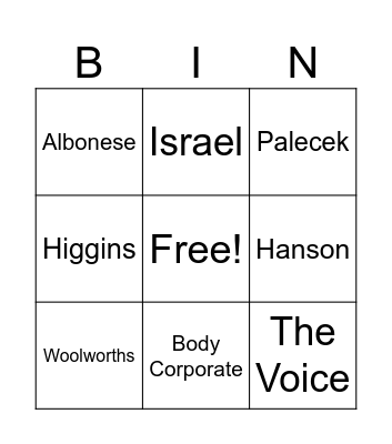 Nanna Bingo Card