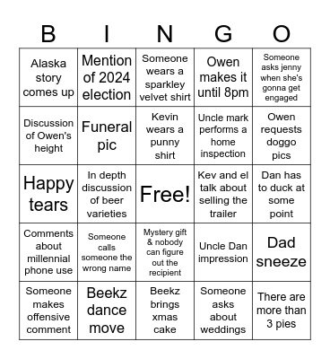 Patrolia xmas Bingo Card