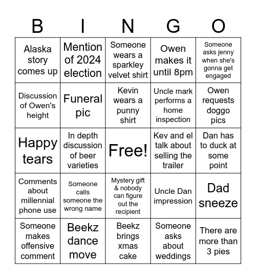 Patrolia xmas Bingo Card