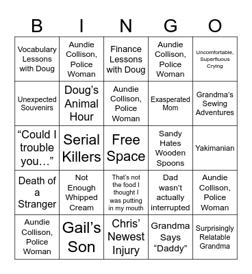 Family Bingo Card