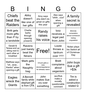 Christmas 2024 Bingo Card
