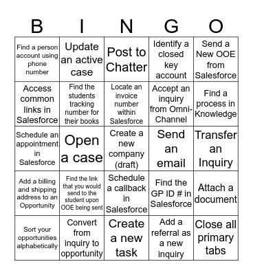 Salesforce Bingo Card