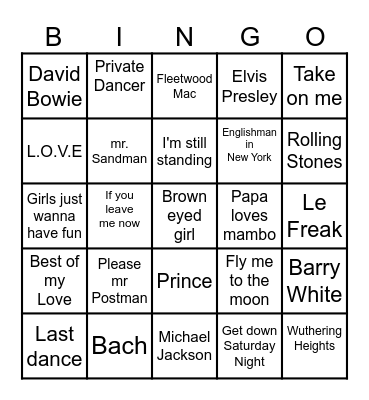 Christmas Disco Bingo Card