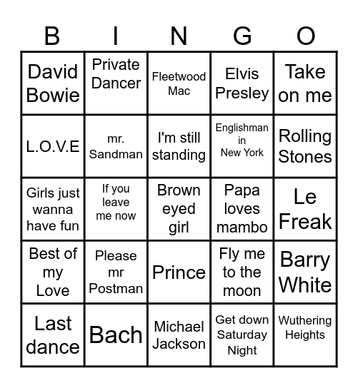 Christmas Disco Bingo Card