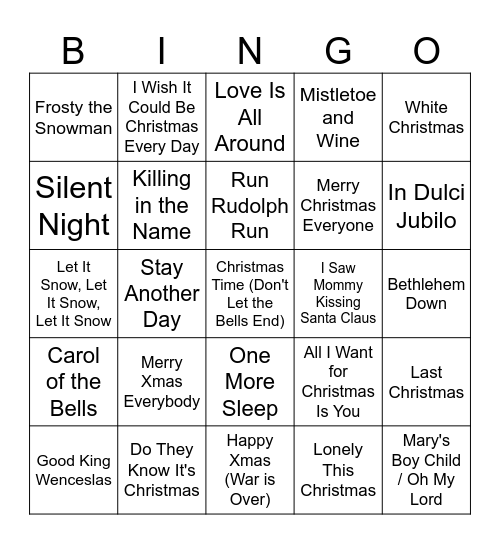 Christmas Musical Bingo! Bingo Card