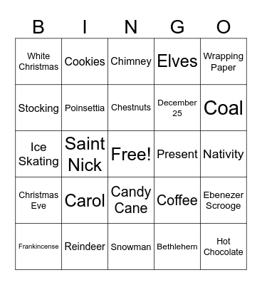 Christmas Bingo! Bingo Card