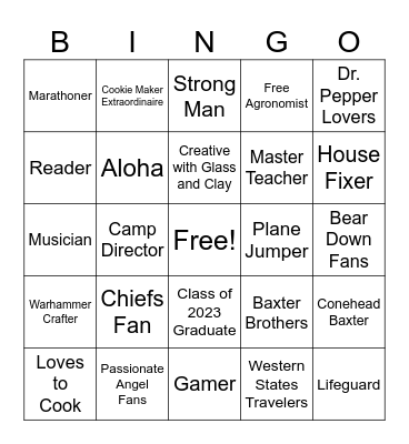 Parkins Family Bingo Card