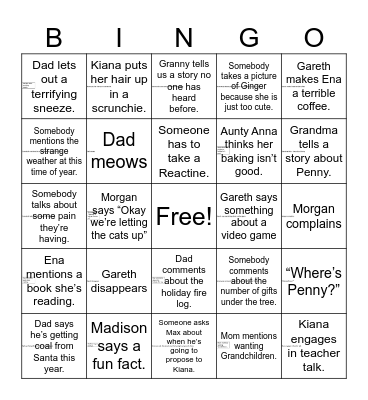 Family Christmas Bingo Card