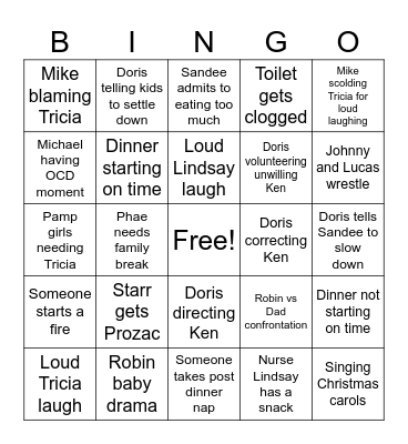Hayes Christmas 2023 Bingo Card