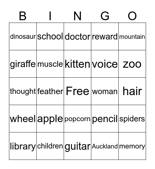 NOUNS Bingo Card