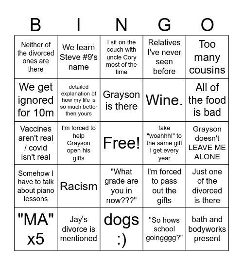 Christmas Bingo Card