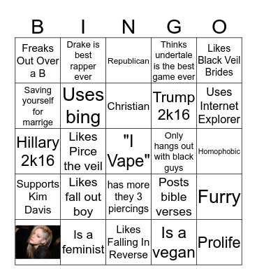 Kill Yourself Bingo Card