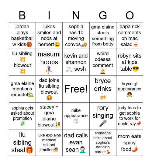 xmas eve 2k23 Bingo Card