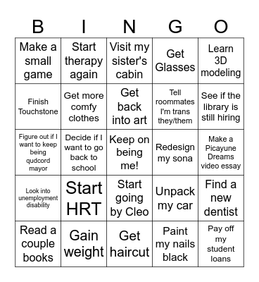 Lamb New Year's 2024 Bingo Card