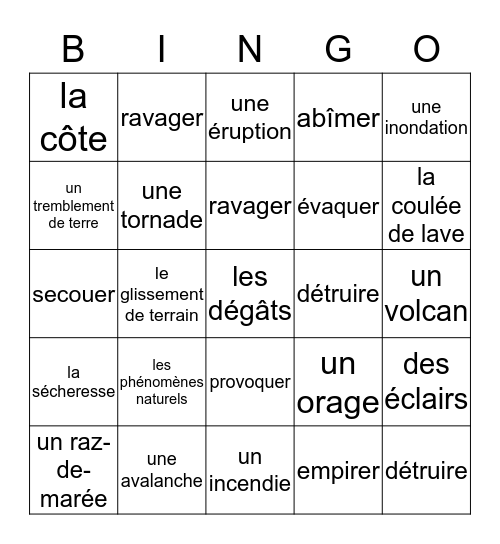 F3 Chap 7  Voc  1  Bingo Card