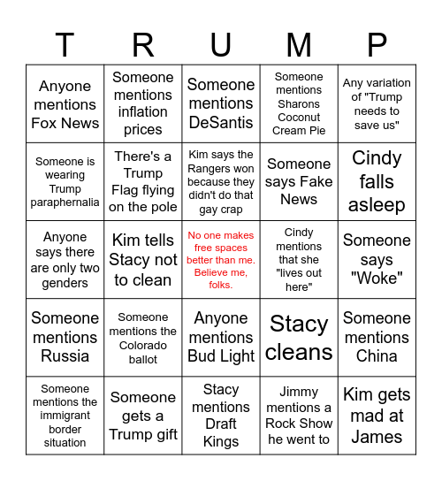 It's a Trump Christmas! Bingo Card