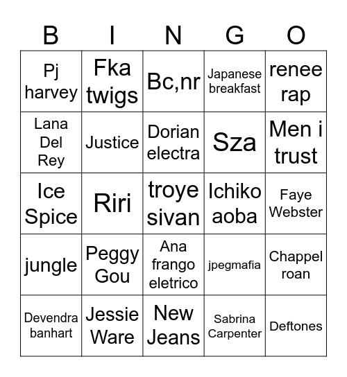 Chella 24 Bingo Card