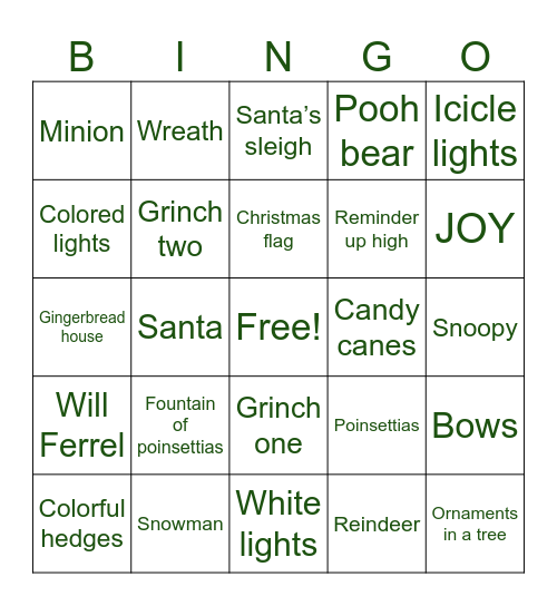 Christmas Walking Bingo Card