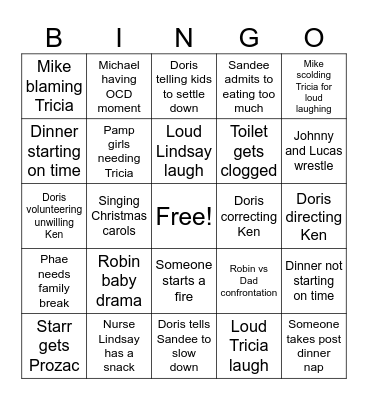 Hayes Christmas 2023 Bingo Card