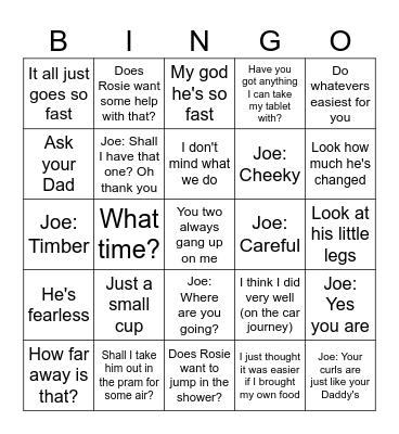 Alison Phrases Bingo Card