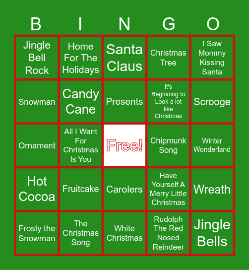 Christmas Bingo Card