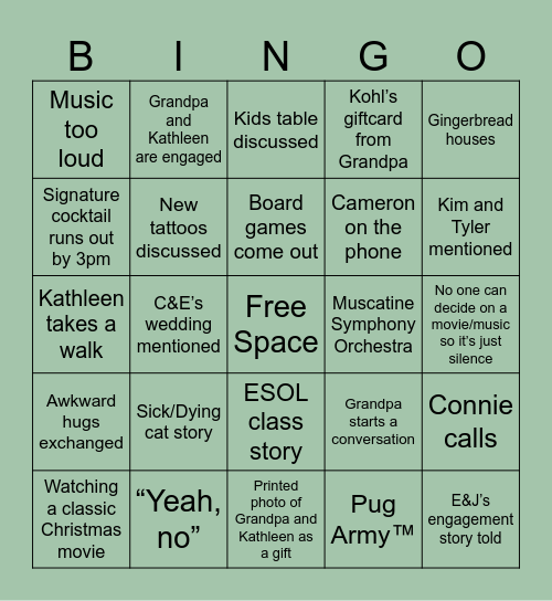 Christmas 1 Bingo Card