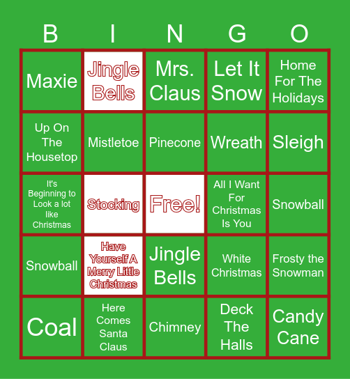 Merry Christmas Bingo Card