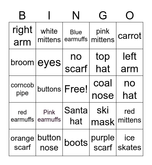 Snowman Bingo! Bingo Card