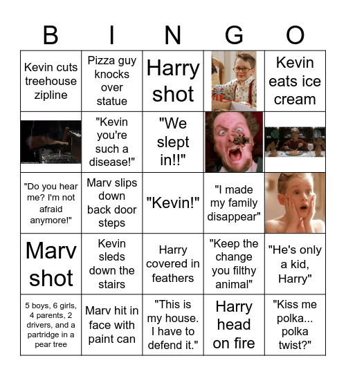 Home Alone Bingo Card