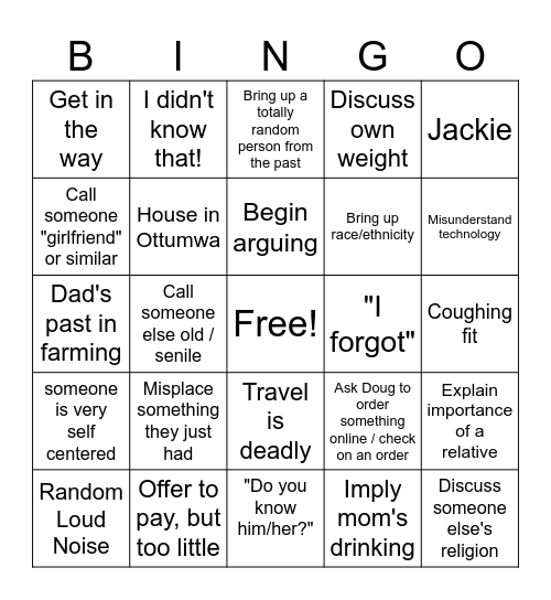 Elderly Topics Bingo 2023 Bingo Card