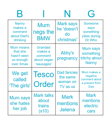 Hall Family Bingo 2023 Bingo Card