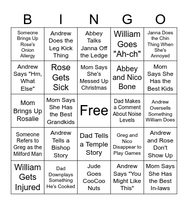 Christmas 2023 Bingo Card