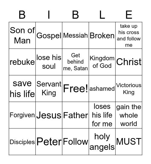 April 17 - Mark 8:27-9:1 Bingo Card