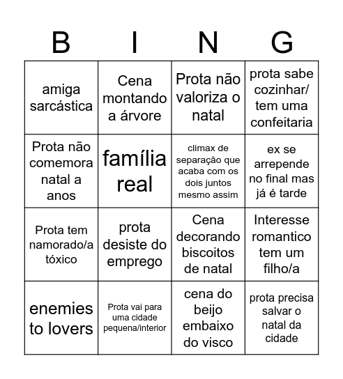 Filmes de natal Bingo Card