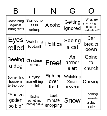 Family together time bingo Card