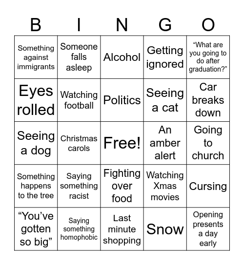 Family together time bingo Card