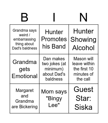 Christmas Call Bingo Card