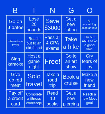 2024 Goals Bingo Card