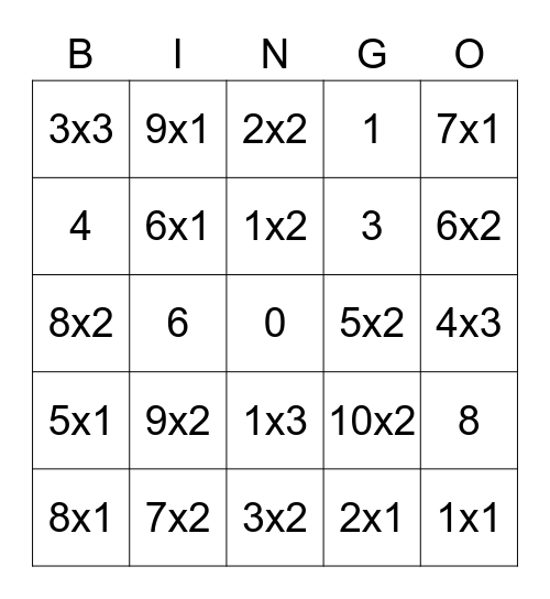 ICT-idee     Tafels van 1 t/m 10 Bingo Card
