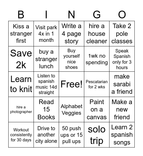 2K24 Bingo Card