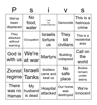 Palestinian voxes Bingo Card